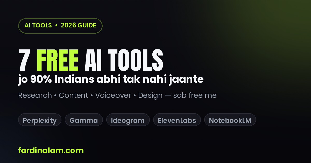 7 Free AI Tools Jo 90% Indians Nahi Jaante (2026 Complete Guide)