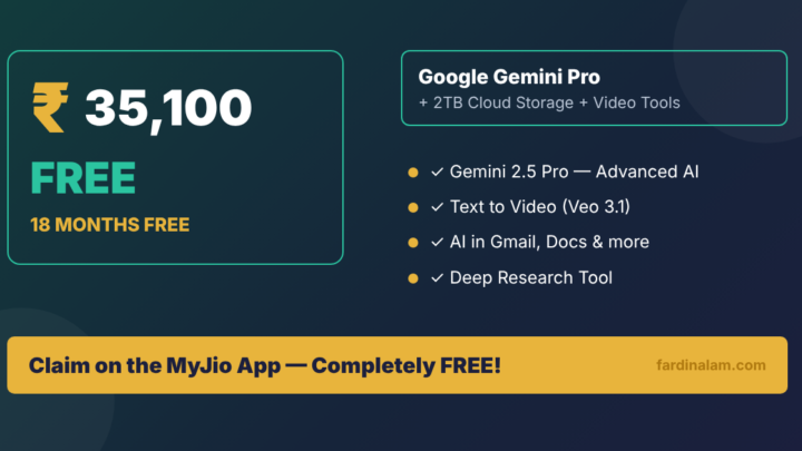 Jio Gemini Pro Free for 18 Months: Get the ₹35,100 Plan Completely FREE — How to Claim It