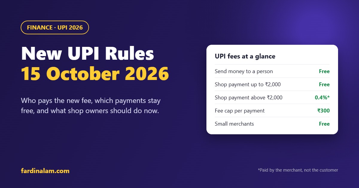 New UPI rules from 15 October 2026 explained