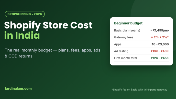 Shopify Store Cost in India (2026): The Real Monthly Budget for Dropshipping